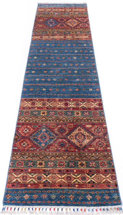 Chobi Blue Runner Hand Knotted 28 X 108 Area Rug 700-146384 Image 1