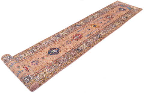 Chobi Beige Runner Hand Knotted 27 X 190 Area Rug 700-146386 Image 2