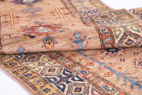 Chobi Beige Runner Hand Knotted 27 X 190 Area Rug 700-146386 Image 5