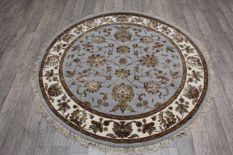 Jaipur Blue Round Hand Knotted 52 X 52 Area Rug 905-146456 Image 1