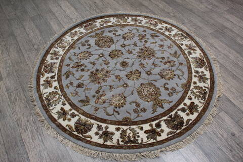 Jaipur Blue Round Hand Knotted 52 X 52 Area Rug 905-146456 Image 2