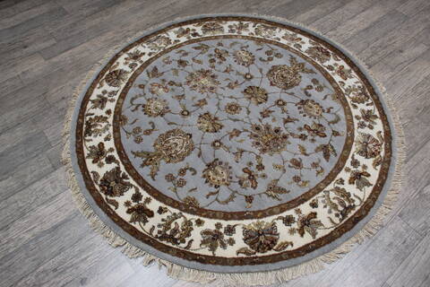 Jaipur Blue Round Hand Knotted 52 X 52 Area Rug 905-146456 Image 3