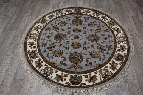 Jaipur Blue Round Hand Knotted 52 X 52 Area Rug 905-146456 Image 4
