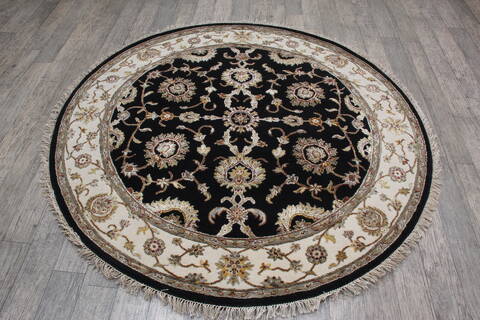 Jaipur Black Round Hand Knotted 60 X 60 Area Rug 905-146457 Image 1