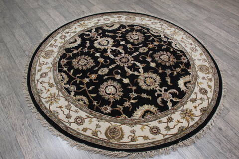 Jaipur Black Round Hand Knotted 60 X 60 Area Rug 905-146457 Image 2