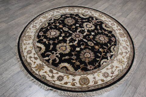 Jaipur Black Round Hand Knotted 60 X 60 Area Rug 905-146457 Image 3