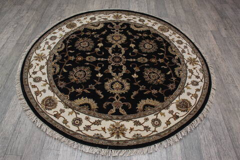 Jaipur Black Round Hand Knotted 60 X 60 Area Rug 905-146457 Image 7