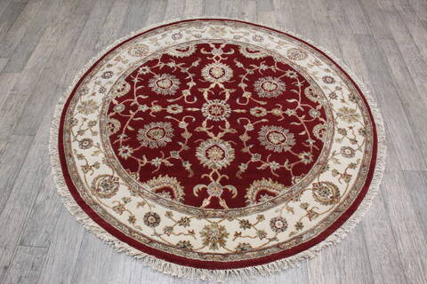 Jaipur Red Round Hand Knotted 51 X 51 Area Rug 905-146458 Image 1