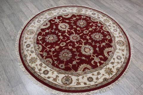 Jaipur Red Round Hand Knotted 51 X 51 Area Rug 905-146458 Image 2