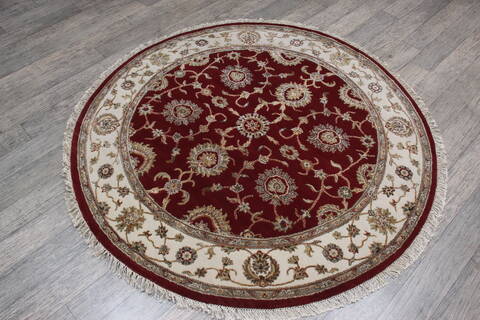 Jaipur Red Round Hand Knotted 51 X 51 Area Rug 905-146458 Image 3