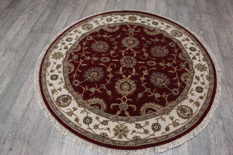 Jaipur Red Round Hand Knotted 51 X 51 Area Rug 905-146458 Image 5