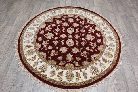 Jaipur Red Round Hand Knotted 52 X 52 Area Rug 905-146459 Image 1