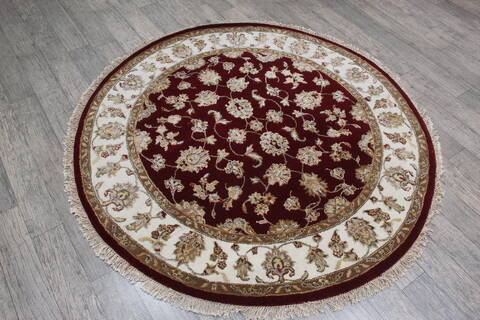 Jaipur Red Round Hand Knotted 52 X 52 Area Rug 905-146459 Image 2