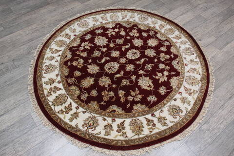 Jaipur Red Round Hand Knotted 52 X 52 Area Rug 905-146459 Image 3