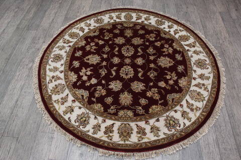 Jaipur Red Round Hand Knotted 52 X 52 Area Rug 905-146459 Image 4