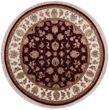 Jaipur Red Round Hand Knotted 5'2" X 5'2"  Area Rug 905-146459