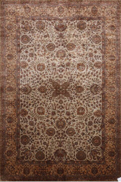 Indian Jaipur White Rectangle 6x9 ft Silk Carpet 146464