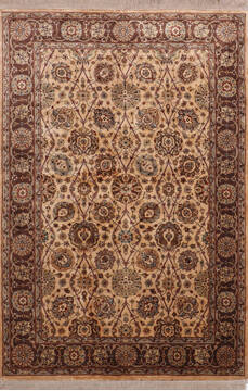 Indian Jaipur Yellow Rectangle 4x6 ft Silk Carpet 146480