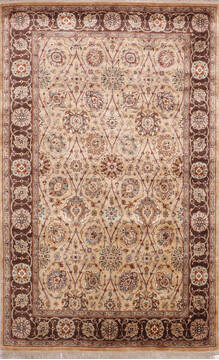 Indian Jaipur Yellow Rectangle 4x6 ft Silk Carpet 146481