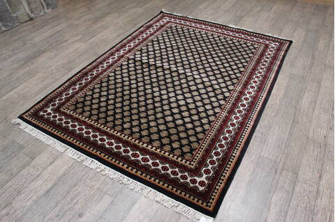 Kashmir Black Hand Knotted 51 X 70 Area Rug 905-146490 Image 3