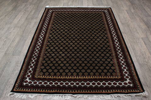 Kashmir Black Hand Knotted 51 X 70 Area Rug 905-146490 Image 6
