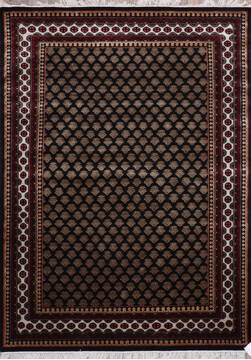 Kashmir Black Hand Knotted 5'1" X 7'0"  Area Rug 905-146490