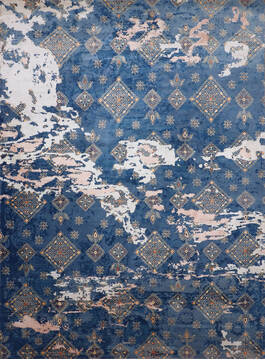 Jaipur Blue Hand Knotted 9'0" X 12'4"  Area Rug 905-146507
