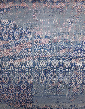 Indian Jaipur Blue Rectangle 8x10 ft Wool and Viscose Carpet 146514