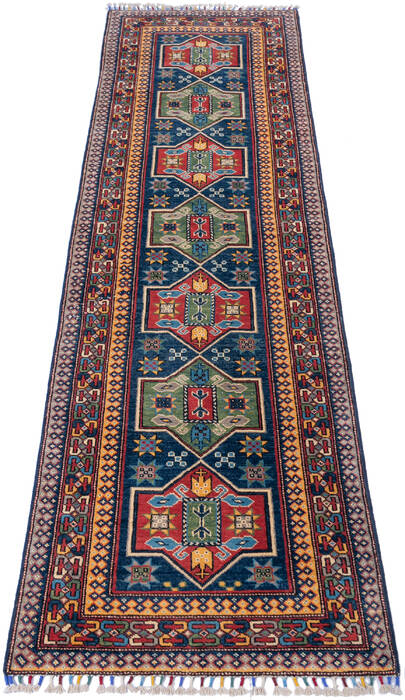 Kazak Blue Runner Hand Knotted 27 X 99 Area Rug 700-146531 Image 1