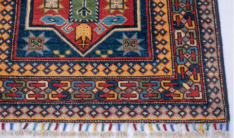 Kazak Blue Runner Hand Knotted 27 X 99 Area Rug 700-146531 Image 4