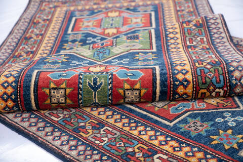 Kazak Blue Runner Hand Knotted 27 X 99 Area Rug 700-146531 Image 5