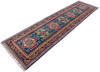 Kazak Blue Runner Hand Knotted 27 X 99  Area Rug 700-146531 Thumb 2