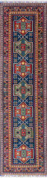 Afghan Kazak Blue Runner 10 to 12 ft Wool Carpet 146531