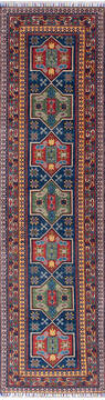 Kazak Blue Runner Hand Knotted 2'7" X 9'9"  Area Rug 700-146531