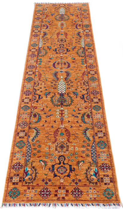 Chobi Yellow Runner Hand Knotted 210 X 102 Area Rug 700-146543 Image 1
