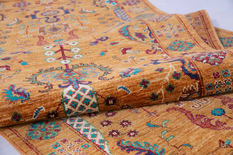 Chobi Yellow Runner Hand Knotted 210 X 102 Area Rug 700-146543 Image 5