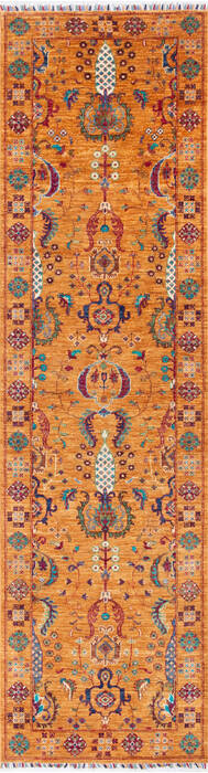 Chobi Yellow Runner Hand Knotted 210 X 102 Area Rug 700-146543 Image 0