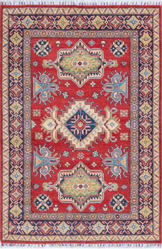 Kazak Red Hand Knotted 4'0" X 5'9"  Area Rug 700-146568