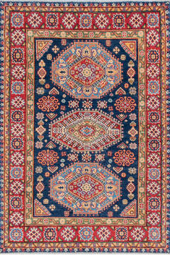 Kazak Blue Hand Knotted 3'11" X 5'10"  Area Rug 700-146569