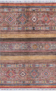 Afghan Chobi Multicolor Rectangle 3x5 ft Wool Carpet 146573
