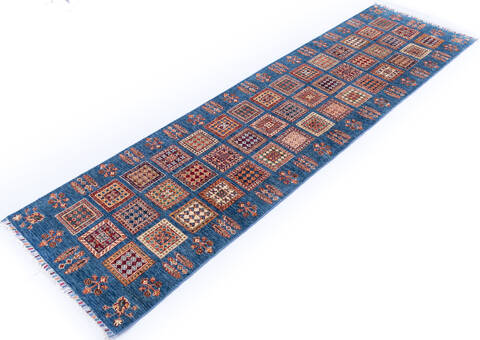 Chobi Blue Runner Hand Knotted 29 X 910 Area Rug 700-146578 Image 2