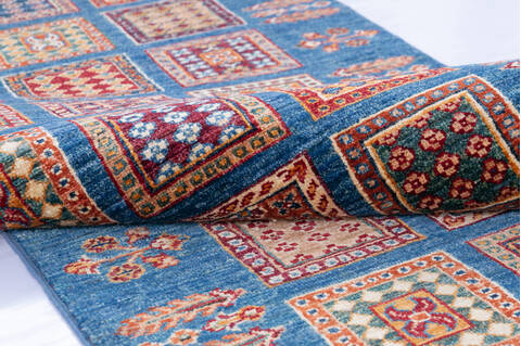 Chobi Blue Runner Hand Knotted 29 X 910 Area Rug 700-146578 Image 5