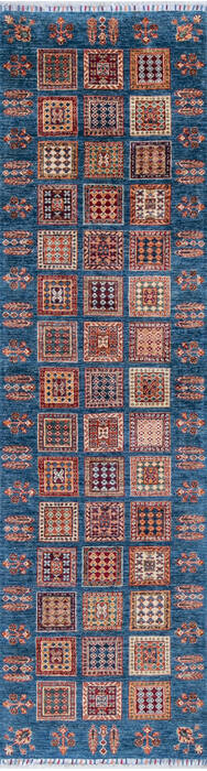 Chobi Blue Runner Hand Knotted 29 X 910 Area Rug 700-146578 Image 0