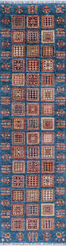 Afghan Chobi Blue Runner 10 to 12 ft Wool Carpet 146578