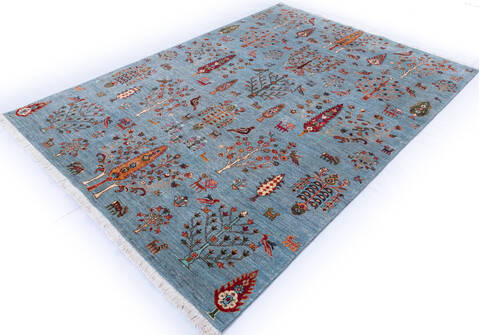 Chobi Blue Hand Knotted 510 X 81 Area Rug 700-146579 Image 2