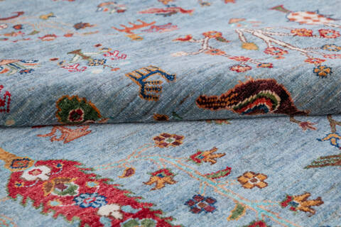Chobi Blue Hand Knotted 510 X 81 Area Rug 700-146579 Image 5