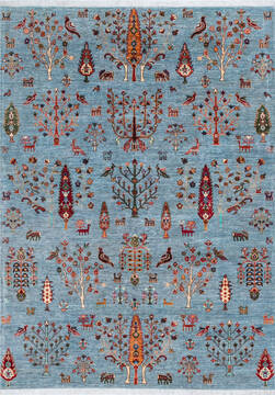 Chobi Blue Hand Knotted 5'10" X 8'1"  Area Rug 700-146579