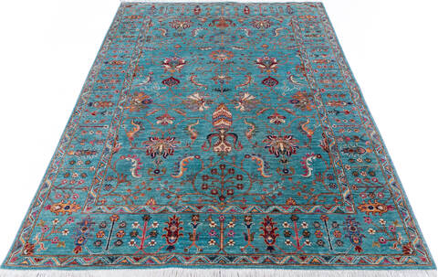 Chobi Blue Hand Knotted 510 X 711 Area Rug 700-146581 Image 1