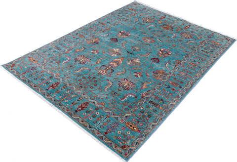 Chobi Blue Hand Knotted 510 X 711 Area Rug 700-146581 Image 2