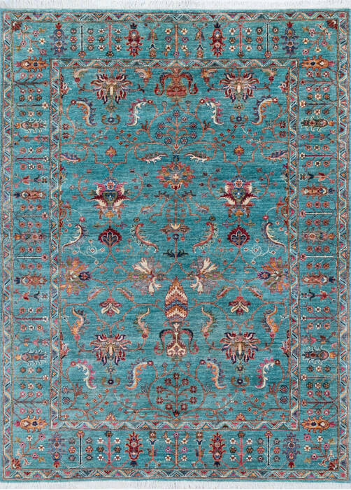 Chobi Blue Hand Knotted 510 X 711 Area Rug 700-146581 Image 0